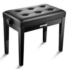 129023 Donner 조절 가능한 피아노 벤치 단단한 나무 키보드 벤치 의자 시트 고밀도 스폰지 쿠션 금속 리프팅 장치가 있는 스툴 블랙, Donner 조절 가능한 피아노 벤치, 단단한 나무 키