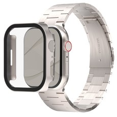 아이메이드잇 애플워치 호환 로이스 메탈 스트랩 + 풀커버 보호 일체형 케이스, 스타라이트