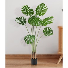 서치잇 몬스테라 150CM 조화 대형 인조나무 인테리어 친환경소재 몬스테라 인조나무 실내공기정화식물 장식 조화식물 블랙화분 나뭇잎, 1개