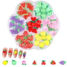 LIKENNY 데코 파츠 네일 파츠 수지 액세서리 약 56개 포함 3D 입체 소녀의 귀여움 네일 데코레이션 데코 파츠 데코레이션 용품 과일 수제 DIY 크래프트 액세서리 (JC-0