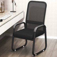 바퀴없는의자 고정용 가죽 사무용 바퀴 서재 등받이 블랙, A. 강철 다리, A. 고정형 팔걸이