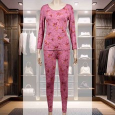 플라워패턴 솔리드 여성 내의 상하세트 발열 오가닉 바디 내복 부모님 기모