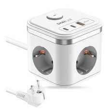 큐브 멀티탭 C타입2개 (Type-c*2)+USB-A PD20W 3구 고용량 멀티탭MINI 멀티탭 16A 1개 3680W 1.5m, 흰색, 150cm