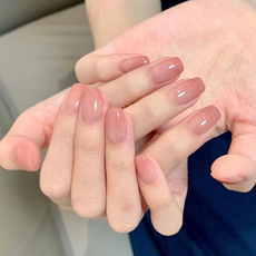 그라데이션 숏 네일팁 자연스러운 누드컬러 24PCS+네일도구, 2개, T-08