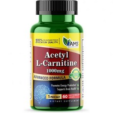 L카르니틴 엘카르니틴 피로 아메리카 메디컬 사이언스 아세틸 1000mg 남녀용 건강보조식품 에너지 생산 건강, 60개 (1팩)