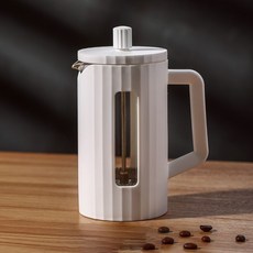 法壓壺 咖啡壺 過濾杯 泡茶壺 玻璃奶泡器 咖啡萃取器, 1個, 600ML條紋白色, 條紋白色