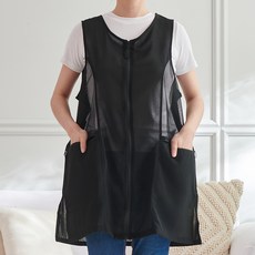 한성실업 시크 쉬폰 메쉬 지퍼 앞치마, 블랙_FREE, 1개