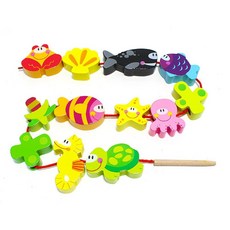 물고기 실꿰기 원목 장난감 유아 교구 끼우기 끼우기장난감 원목교구 선물