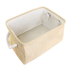 素色收納籃 衣物收納籃 整理箱, 1個, 棉麻收納籃 (大米) 40*31*20