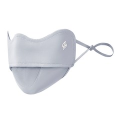 DFMEI 全臉防曬面罩女夏季防紫外線遮陽冰絲臉罩開車口罩面部臉基尼防護, 17.5 x 9.5cm, 短款網紗口罩—淺灰色(高品質):不含logo(UPF50+)