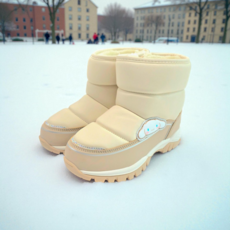 [2025년 신상]시나모롤 조이 아동 부츠 방한 신발 겨울 패딩 기모 키즈 어린이 여아 베이지