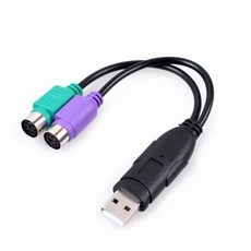 USB 수-PS/2 PS2 암 변환기 케이블 코드 어댑터 키보드 컴퓨터 PC 및 연결 연결 1PC, 02 Black, 02 Black