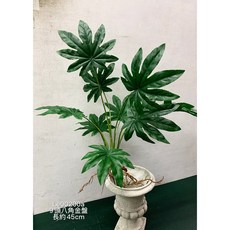 9頭八角金盤葉 仿真植物 家居裝飾, 1個