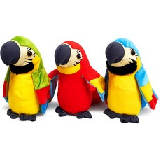 파피앙 앵무새인형 말 따라하는 앵무새 인형 말하는 앵무새 -건전지포함(완구인증/전파인증), 앵무새-빨강, 1개, 23cm