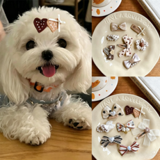 IPOBO 6pcs 강아지 헤어핀 귀여운 강아지 고양이 헤어핀 소형견 클립, 6개, 포근귀여움