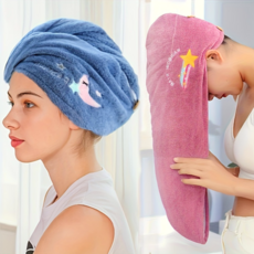 빨리 마르는 극세사 수건 드라이 헤어타올, 1개, 퍼플