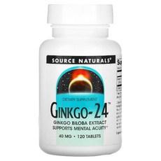 소스내추럴스 은행나무 추출24 40mg 120정 은행잎 징코 Ginkgo, 120개, 1개