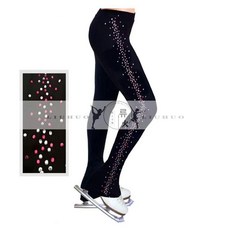 피겨 연습복 큐빅 무대 트레이닝복 원피스 상하세트 팬츠, 1개, 양쪽 레드 앤 화이트 JB111