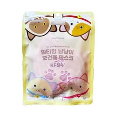 힐타임 냥냥이 보건용 마스크 KF94 소형, 핑크, 1박스, 25매입