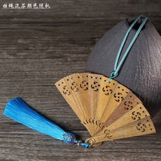 沉香小扇子 綠檀掛扇 鏤空國風復古摺扇 木雕工藝掛件掛飾道具, 綠檀小扇子8cm, 1個