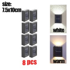 스마트 태양광 LED 야외 조명 방수 정원 장식 램프 발코니 마당 거리 벽 1 ~ 16PCs, 8PCs Large 2LED, Warm Light