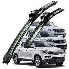 호환 쌍용 KGM 렉스턴/렉스턴2/슈퍼 렉스턴/렉스턴W/G4렉스턴/G4렉스턴 스포츠 칸 2001-2025 와이퍼 초발수 저소음 자국 없음 전면 와이퍼 블레이드 2종 세트, 초록색, G4렉스턴/렉스턴 스포츠/렉스턴 스포츠 칸 17-25년