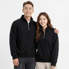 디커스텀 남녀공용 루즈핏 코튼 반집업 맨투맨 반목 폴라 빅사이즈 M~5XL