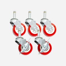 세차 버킷 돌리 우레탄 바퀴 자동차 청소 PU 양동이, 버킷돌리바퀴50mm(레드)세트(5개입)