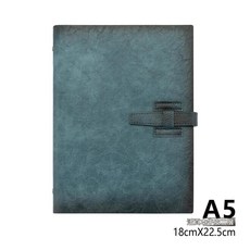 A5軟真皮面插扣活頁本 筆記本, 油蠟藍 A5, 1個