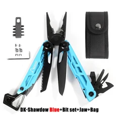새로운 DAKOYU 접이식 다기능 도구 펜치 다기능 조합 도구 펜치 야외 장비 스위스 도구, Blue Add Jaw, 1개