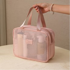 베라룩 메쉬 목욕가방 헬스 수영 여행 파우치백, 핑크