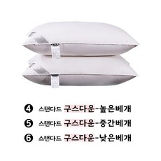 그린라이프 호텔용 퀼팅구스다운 베개솜 속통 50x70 숨 쉬는 거위털 자연소재 깊은숙면, 1개, 6. 스탠다드 구스다운-낮은베개