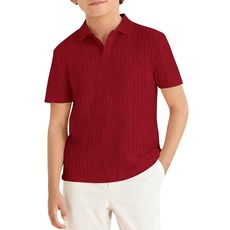 Haloumoning 남아용 니트 반소매 셔츠 아동용 여름 캐주얼 교복 골프 상의 티 5~14세 로열 블루107448