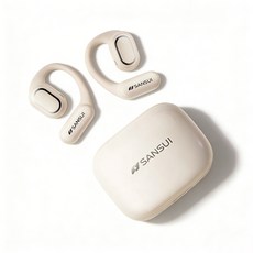 SANSUI山水 W12 AI即時翻譯耳機 藍牙6.0 開放式耳掛設計 多國語言翻譯, 米色, W12 AI翻譯耳機