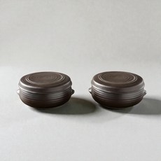 옹기종기 수제 전통 옹기 찬통 (중) 360ml / 장류 양념 보관 도자기 항아리 1+1 (뚜껑포함), 2개