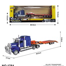 HUINA 1:50 美式合金模型玩具車, 1 50 半合金平板拖車靜態模型 橙, 1個