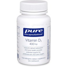 Pure Encapsulations 維生素D3400IU膠囊無麩質, 1個, 120 件