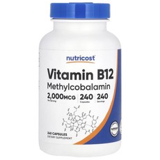 효과가좋습니다 Nutricost 비타민B12 2000mcg 캡슐 240정 고급영양제, Nutricost비타민B122000mcg캡슐240정, 1개