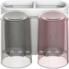 욕실용 칫솔 홀더 벽걸이 홀더 2개의 큰 수납 슬롯 2컵, White, 2 cups, 1개
