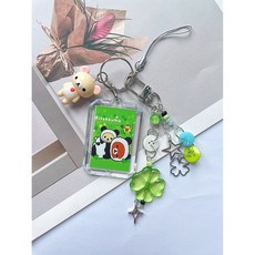 가방 키링 리락쿠마 이지 귀여운 인형 선물 행운 버클 베어 타이야키 펜던트 폰줄 체인 커플 핸드폰 클로버 네잎, 2