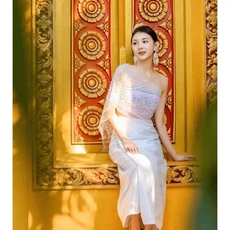 태국 미얀마 여성 다이 의상 민족 공연 무용 전통 스타일 드레스, 01 one size, 09 32