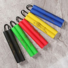 스폰지 끈 쌍절곤 어린이쌍절곤 이소룡 로프 쌍절봉 유아 쌍절봉 태권도 무술, 블루, 용무늬쌍절곤-블루