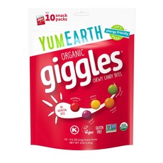 얌어스 깅글스 쫄깃한 캔디 YumEarth Organic Giggles Chewy Candy - Allergy Friendly (Top 9 Free) No Artificial D, 14.17g, 10개