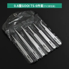 6개 세트 스테인리스 스틸 핀셋 정전기 방지 정밀 구부러진 직선 핀셋 휴대폰 보석 수리 도구 DIY 수공구, 01 6pcs