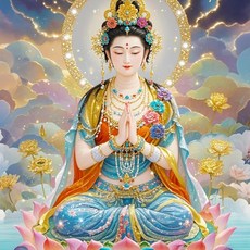 불교 DIY 보석 십자수 캔버스형 50×70cm 무테, 연화좌 관세음보살, 1개