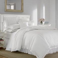 Laura Ashley 애나벨라 컬렉션 이불 세트 화이트 트윈 사이즈 부드러운 경량 침구 스타일리시한 디자인의 침대보와 베개 커버