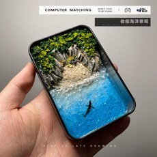 半島鐵盒DIY微縮海洋景觀模型套裝，手工海景材料包，微觀造景擺件，打造您的口袋海洋世界, 琉璃塘--帶細沙【含鯨魚】-全套材料包+, 1個