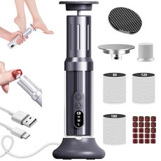 나노 유리 헤드 및 충전식 베이스가 있는 전기 발 굳은살 제거기 디지털 디스플레이가 있는 6가지 속도 무선 전기 발 파일 발 각질 제거기 홈 스파 살롱 사포 디스크 60개, 블랙.