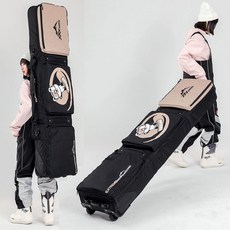 스노우보드 휠백 스키백 스키가방 바퀴 장비 플레이트 백팩 원정백 대용량, 블랙 카키, 1개