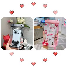 雙扣氣囊手機防水袋觸屏靈敏外賣溫泉手機殻遊泳漂流防水殻通用型 K8U3, 草莓熊+暴力熊【2個裝/觸屏靈敏】, 1個